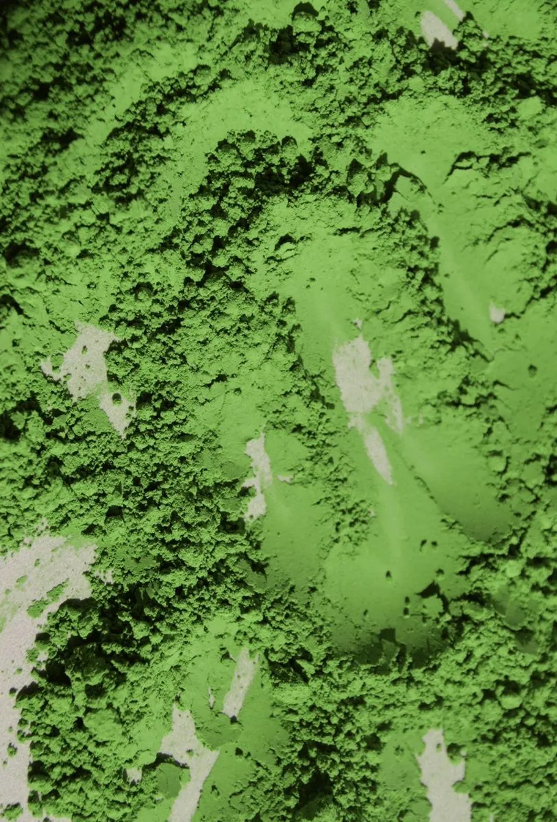 Gros plan sur la poudre de gyokuro Deep Green